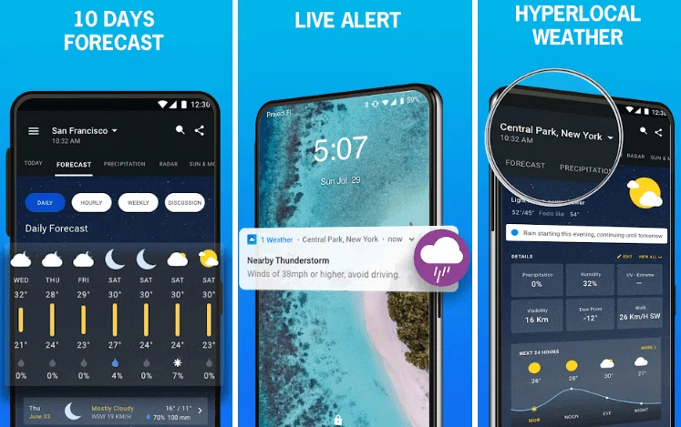 Meilleures applications météo avec widgets pour Android