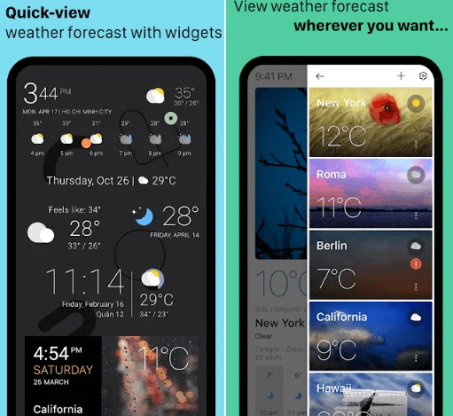 Meilleures applications météo avec widgets pour Android