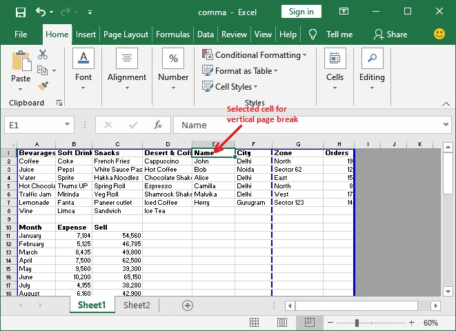 Comment ajouter un saut de page dans Excel