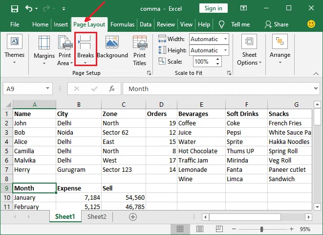 Comment ajouter un saut de page dans Excel