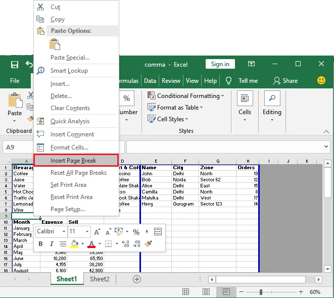 Comment ajouter un saut de page dans Excel