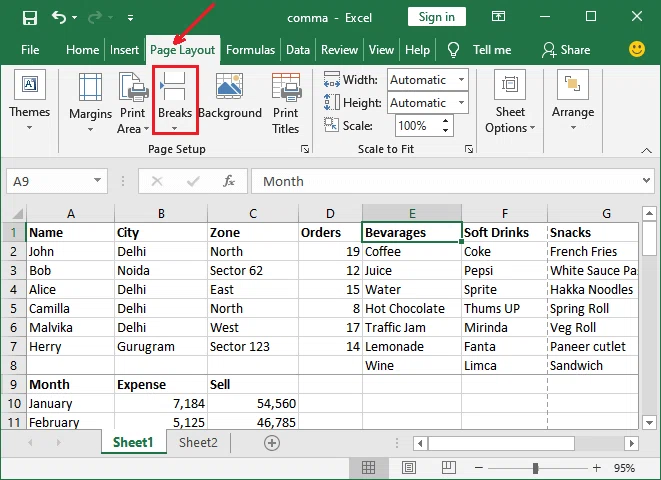 Comment ajouter un saut de page dans Excel