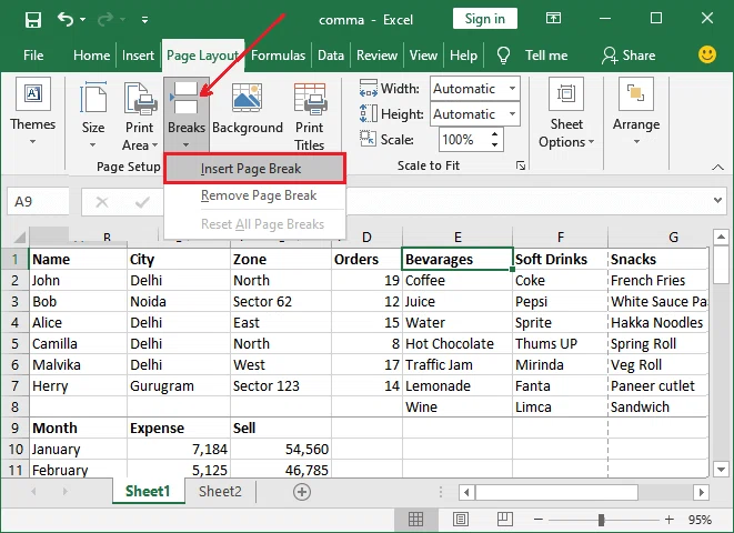 Comment ajouter un saut de page dans Excel