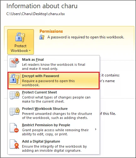 Comment ajouter/supprimer un mot de passe dans Excel