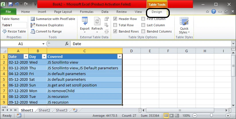 Comment créer un tableau dans Excel