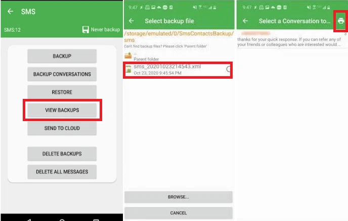 Comment imprimer des messages texte depuis Android