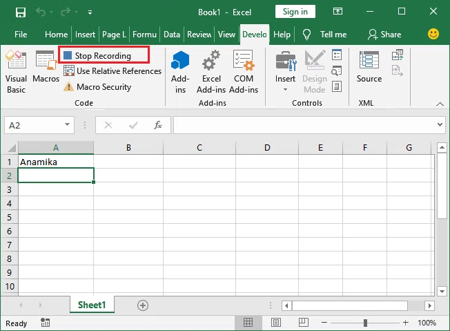 How to record a macro in Excel