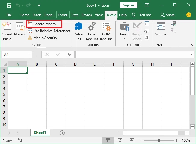 How to record a macro in Excel