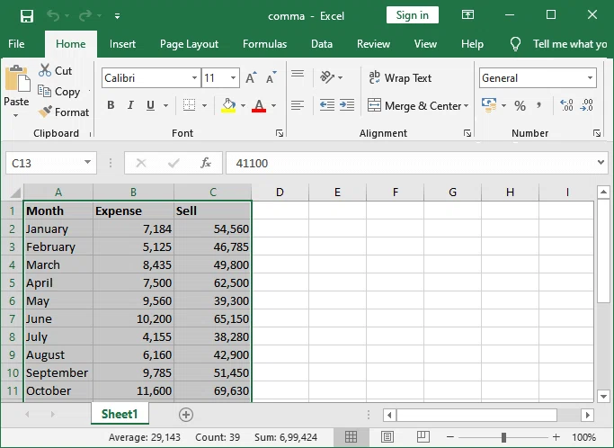 Comment supprimer une virgule dans Excel