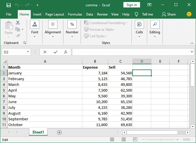 Comment supprimer une virgule dans Excel