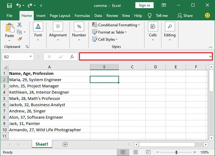 Comment supprimer une virgule dans Excel