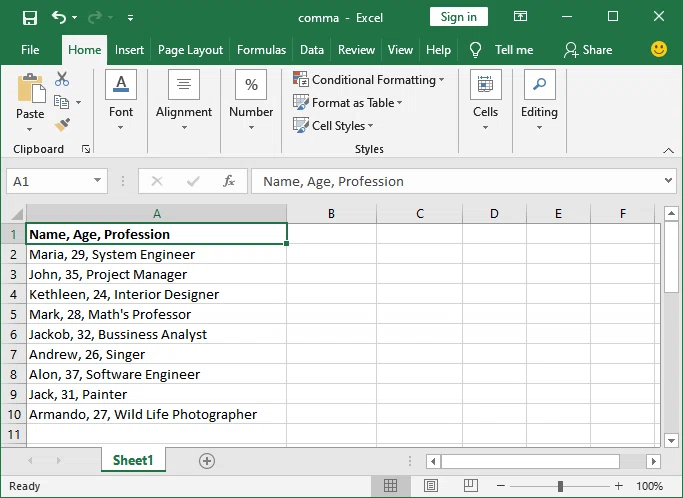 Comment supprimer une virgule dans Excel