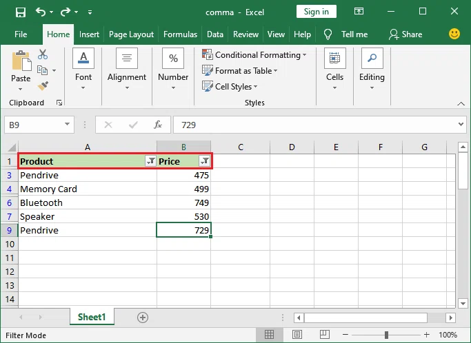 Comment supprimer le filtre dans Excel