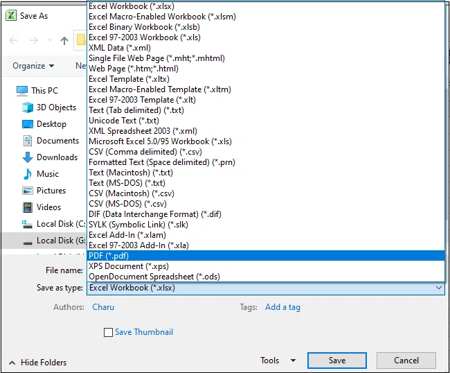 How to save Excel document