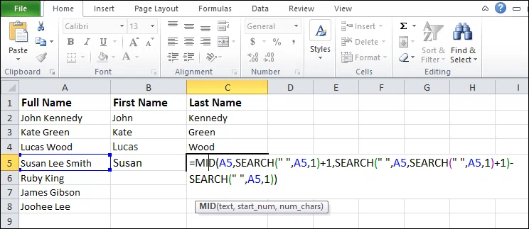 Comment séparer du texte dans Excel