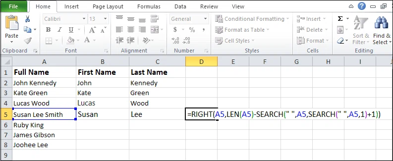 Comment séparer du texte dans Excel