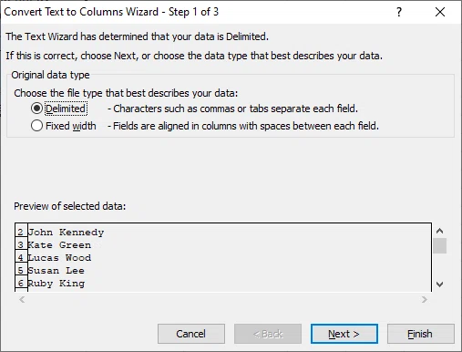 Comment séparer du texte dans Excel