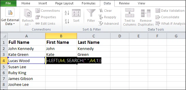 Comment séparer du texte dans Excel