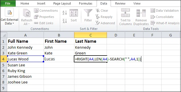 Comment séparer du texte dans Excel