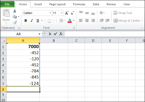 Comment soustraire dans excel