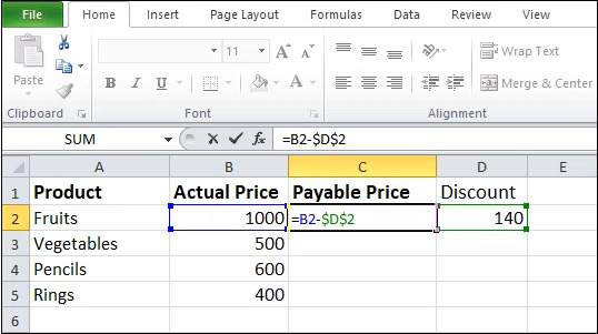 Comment soustraire dans excel