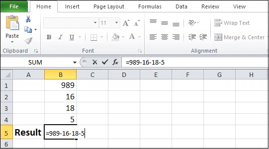 Comment soustraire dans excel