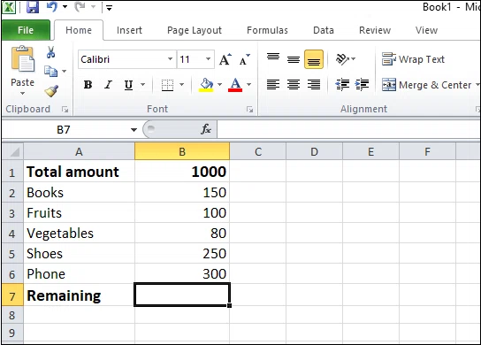 Comment soustraire dans excel