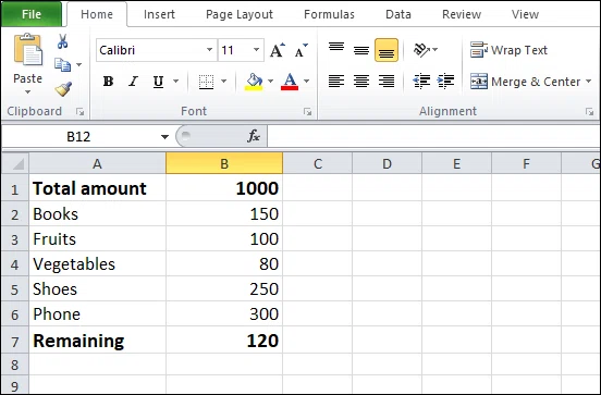 Comment soustraire dans excel