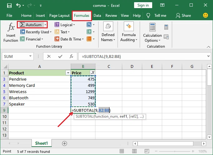 Comment additionner une colonne dans Excel