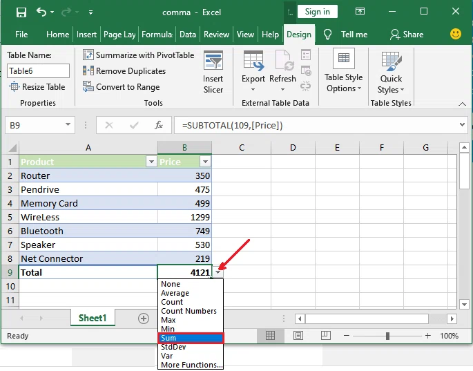 Comment additionner une colonne dans Excel