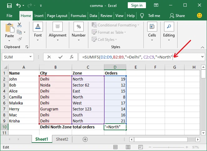 Comment utiliser la formule sumifs dans Excel