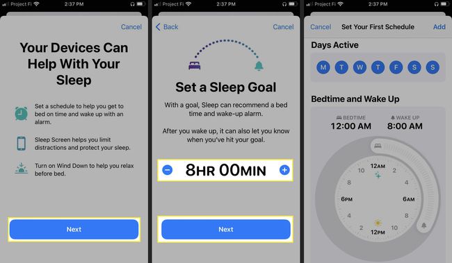 Réglage de l'objectif de sommeil en mode veille dans iOS sur un iPhone.