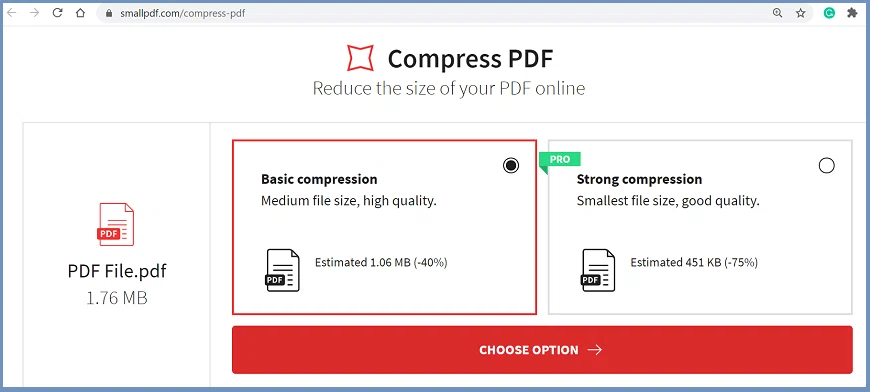 Compresser le PDF