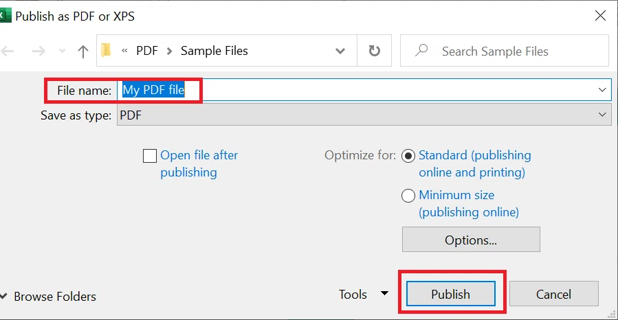 Convertir Excel en PDF