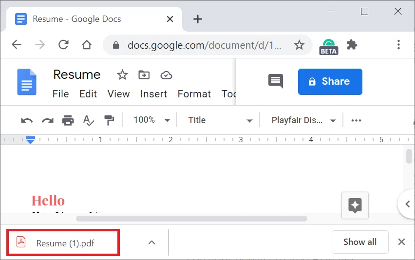 Convertir Google Doc en PDF