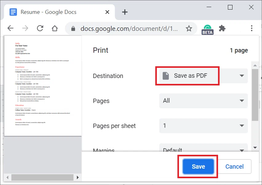 Convertir Google Doc en PDF