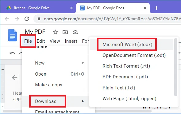 Convertir un PDF en Word