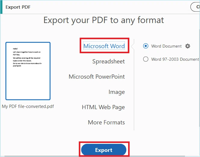 Convertir un PDF en Word