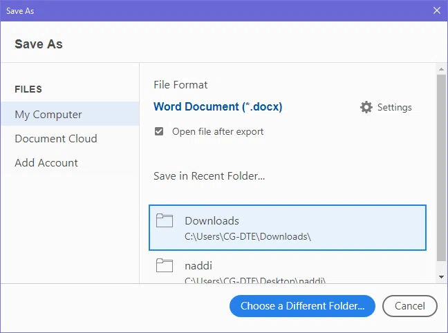 Convertir un PDF en Word