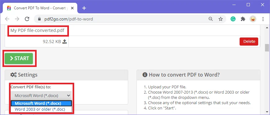 Convertir un PDF en Word