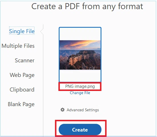 Convertir PNG en PDF