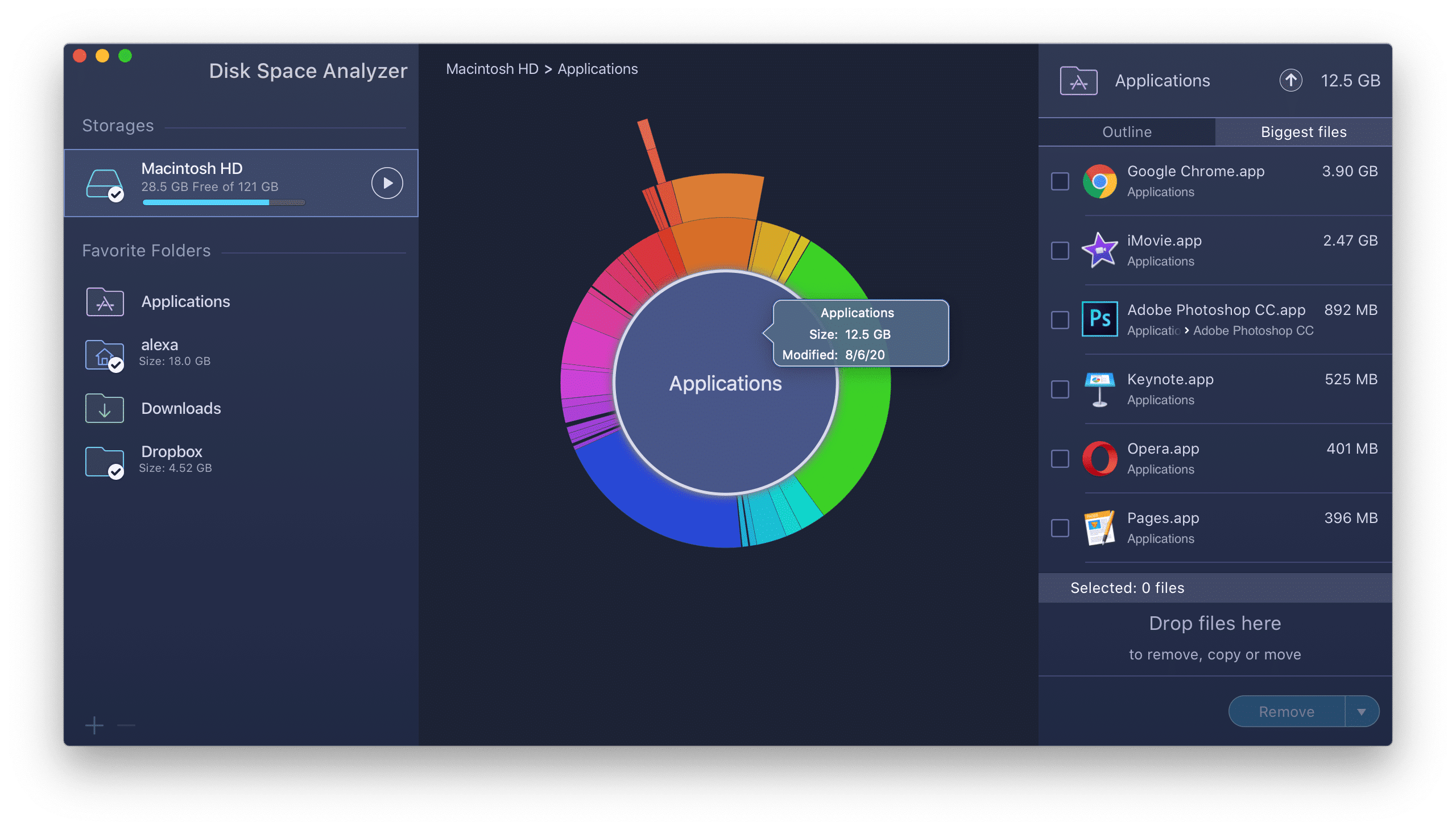 viewing each folder structure with disk space analyzer