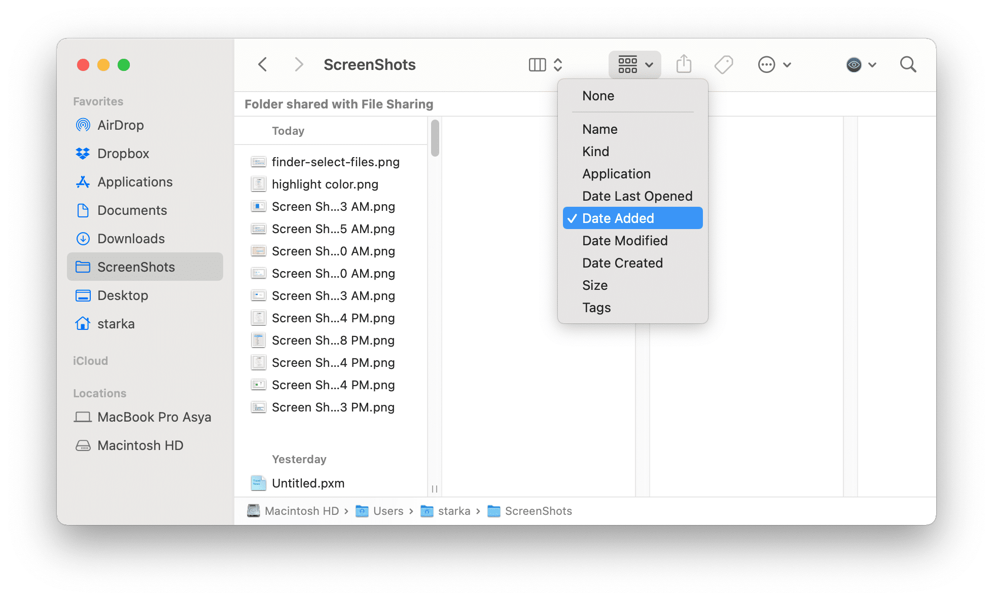 finder menu group