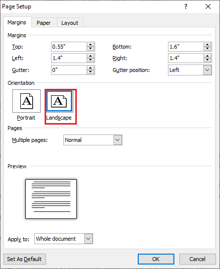 Comment changer l'orientation des pages dans Word