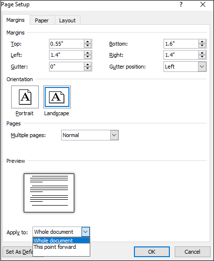 Comment changer l'orientation des pages dans Word