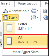 Comment changer la taille du papier dans le document Word