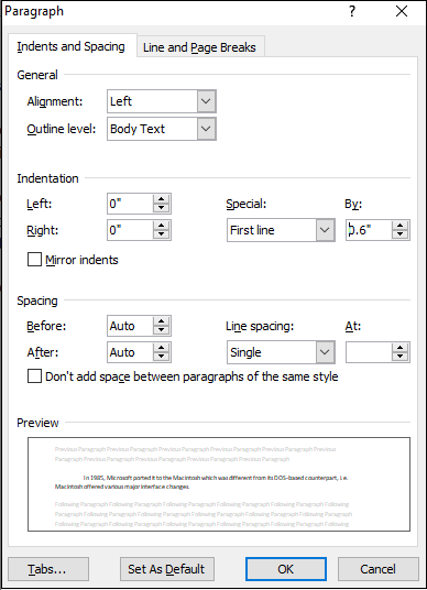 Comment créer un retrait négatif dans Word