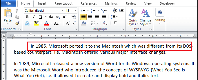 Comment créer un retrait négatif dans Word