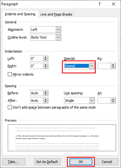 Comment créer un retrait négatif dans Word