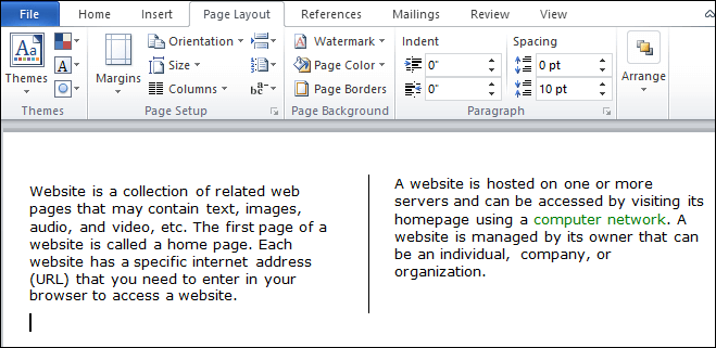 Comment insérer une ligne dans Word